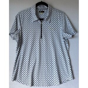 Greg Norman Play Dry Golf Polo Shirt Women Large Multicolor Geometric Half Zip